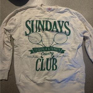 LOS SUNDAYS TEQUILA Cream and Green Tennis Sweatshirt